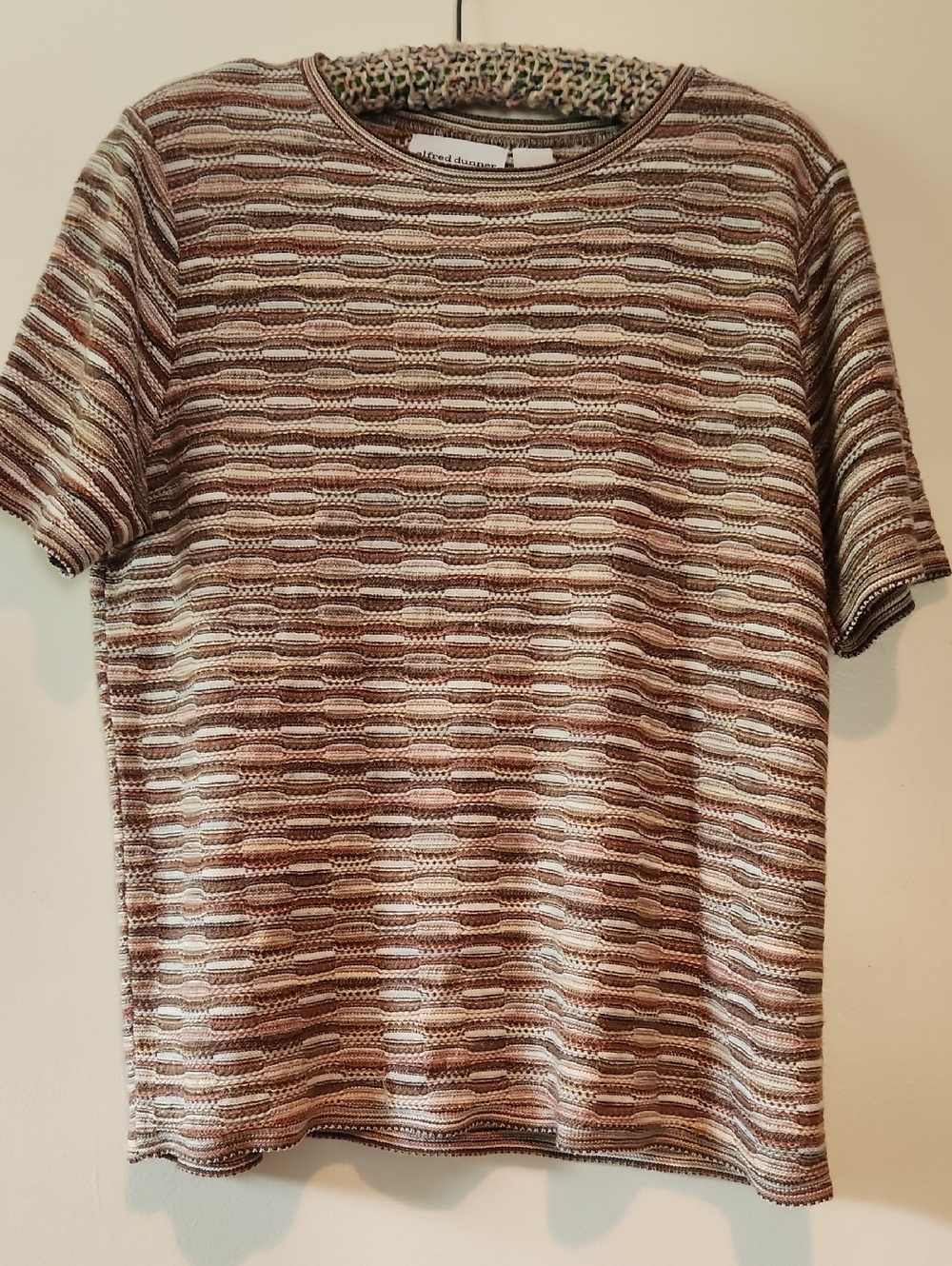Alfred Dunner Brown and Cream Striped Short Sleeve Knit Tee